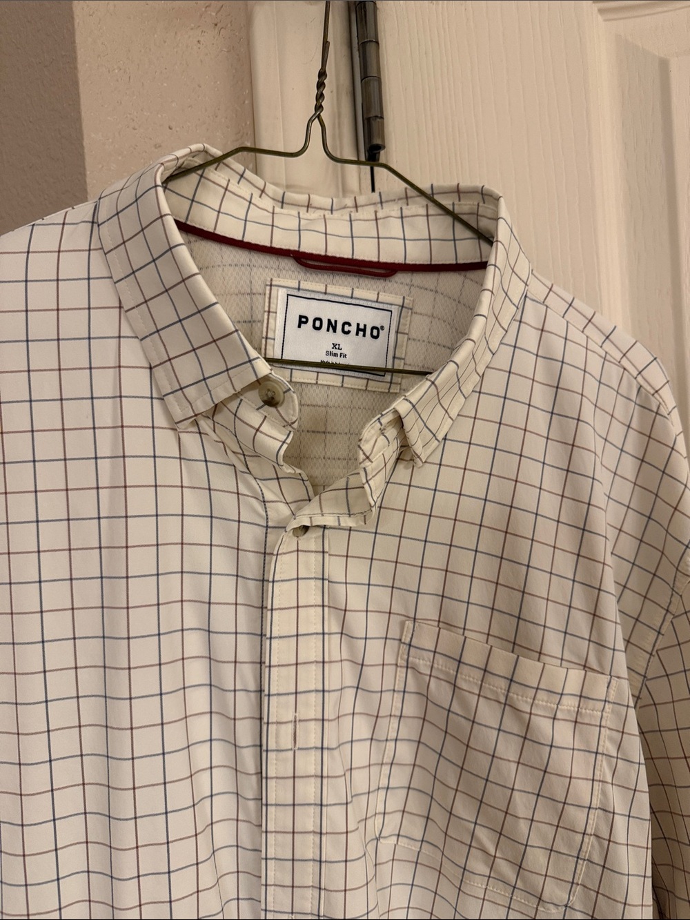 Poncho Ultralite Men's White Check Button-Up Shirt XL